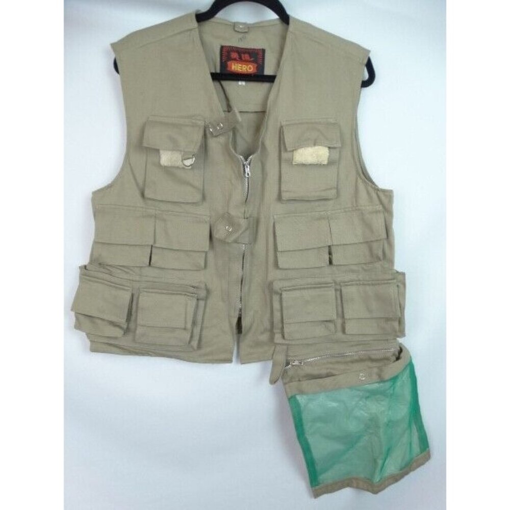 Hero Fishing Vest Men's Size Large Khaki Outdoors Camping Hunting Utility Vest